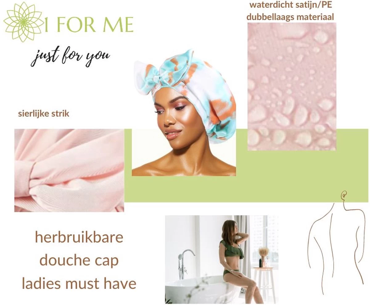 1FORME Douchemuts Dames Zero Waste – Droog Haar Thuis / Vakantie – Douchekap Satijn / PE Zwart 2 1FORME Douchemuts Dames Zero Waste – Droog Haar Thuis / Vakantie – Douchekap Satijn / PE Zwart - Afbeelding 2