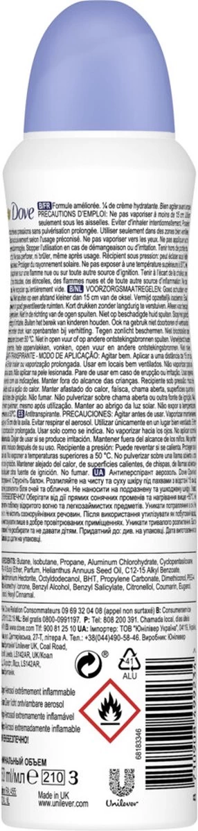 Dove Original Anti-transpirant Spray Vrouw - 6 X 150 Ml - Voordeelverpakking 14 Dove Original Anti-transpirant Spray Vrouw - 6 X 150 Ml - Voordeelverpakking - Afbeelding 14