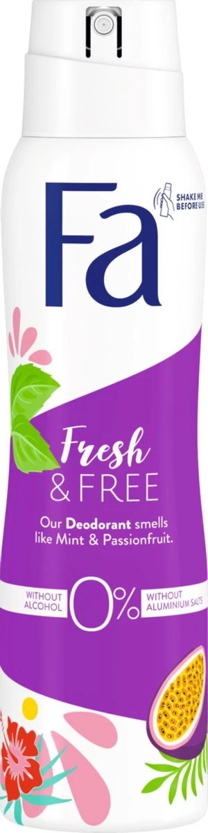 Fa Fresh & Free Mint & Passionfruit Deo Spray 6x 150 Ml - Grootverpakking 3 Fa Fresh & Free Mint & Passionfruit Deo Spray 6x 150 Ml - Grootverpakking - Afbeelding 3
