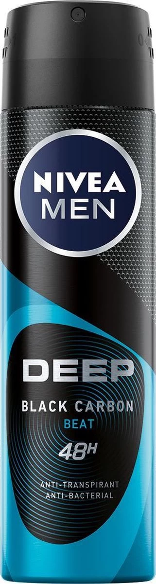 NIVEA MEN Deep Black Carbon Beat Spray - Ant-transpirant - Voordeelverpakking 6 X 150 ML 5 NIVEA MEN Deep Black Carbon Beat Spray - Ant-transpirant - Voordeelverpakking 6 X 150 ML - Afbeelding 5