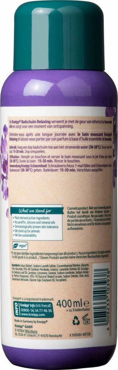 Kneipp Relaxing - Badschuim 5 Kneipp Relaxing - Badschuim - Afbeelding 5