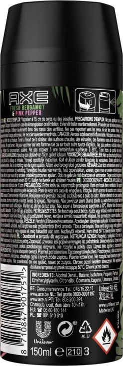 Axe Wild Fresh Bergamot & Pink Pepper Deodorant Bodyspray - 6 X 150 Ml - Voordeelverpakking -Lichaamsverzorging 403x1200 3