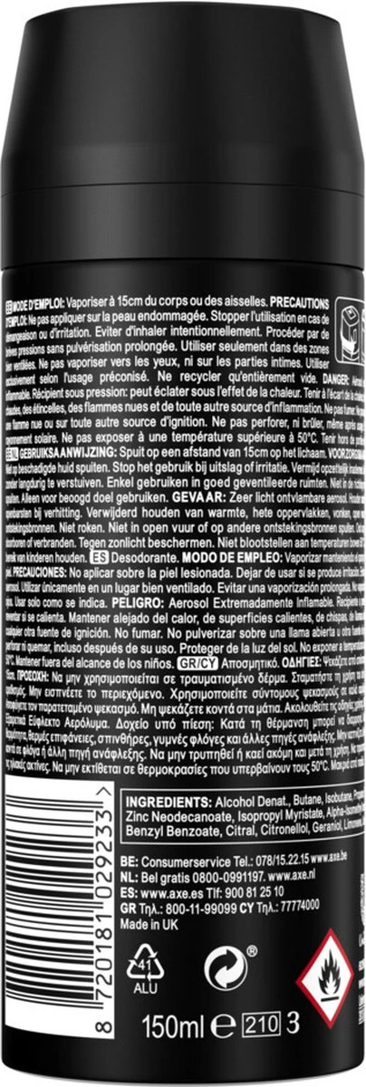 Axe Black Bodyspray Deodorant - 6 X 150 Ml - Voordeelverpakking 5 Axe Black Bodyspray Deodorant - 6 X 150 Ml - Voordeelverpakking - Afbeelding 5