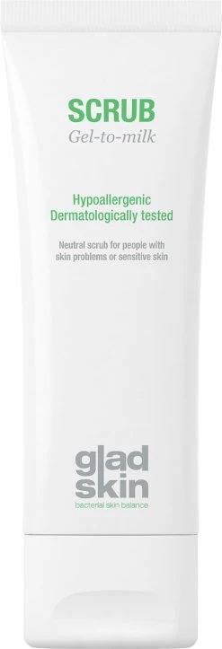 Gladskin Scrub 75 Ml - Milde Scrub - Speciaal Ontwikkeld Voor Gevoelige Huid - Ook Bij Acne, Rosacea Of Eczeem Klachten - Dermatologisch Getest - Parfumvrij, Alcoholvrij, Hypoallergeen