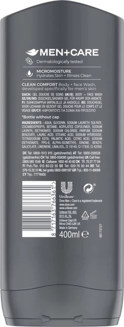 Dove Men+Care Clean Comfort Douchegel - 6 X 400 Ml - Voordeelverpakking -Lichaamsverzorging 455x1200 3
