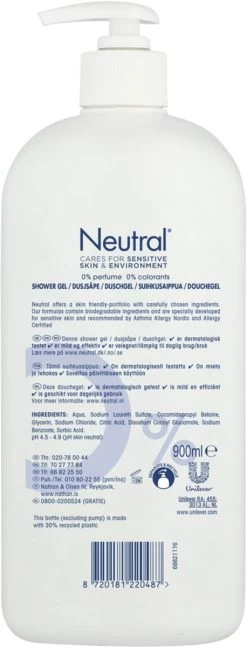 Neutral 0% Milde Showergel - 0% Parfum & 0% Kleurstoffen - 900 Ml -Lichaamsverzorging 458x1200 4