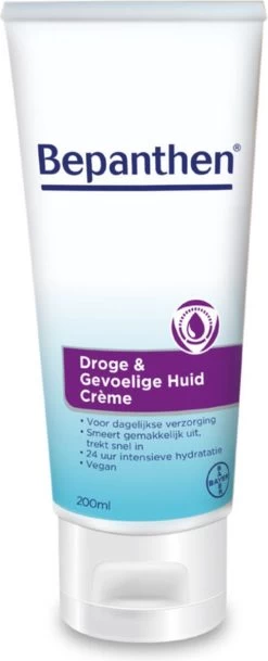 Bepanthen Droge & Gevoelige Huid Creme - Snel Intrekkend En Hydraterend - Met Niacinamide Zonder Parfum - Droge, Gevoelige Huid - 200 Ml