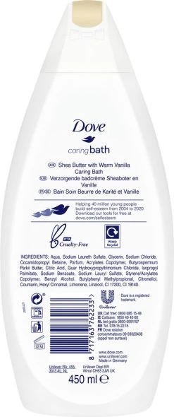 Dove Caring Bath Sheaboter & Vanille Badcrème - 6 X 450 Ml - Voordeelverpakking -Lichaamsverzorging 502x1200 5