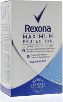 Rexona Women Maximum Protection Clean Scent Anti-transpirant Stick - 45 Ml -Lichaamsverzorging 740x1200 1