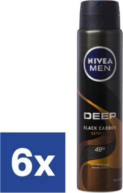 NIVEA MEN Deep Espresso Deodorant Spray - 6 X 150ml - Anti-Transpirant Spray - Voordeelverpakking