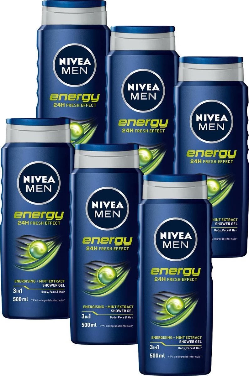 NIVEA MEN Energy - 6x 500 Ml - Voordeelverpakking - Douchegel 1 NIVEA MEN Energy - 6x 500 Ml - Voordeelverpakking - Douchegel