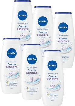 NIVEA Douche Crème Sensitive - 250 Ml - Douchecrème - 6 St - Voordeelverpakking