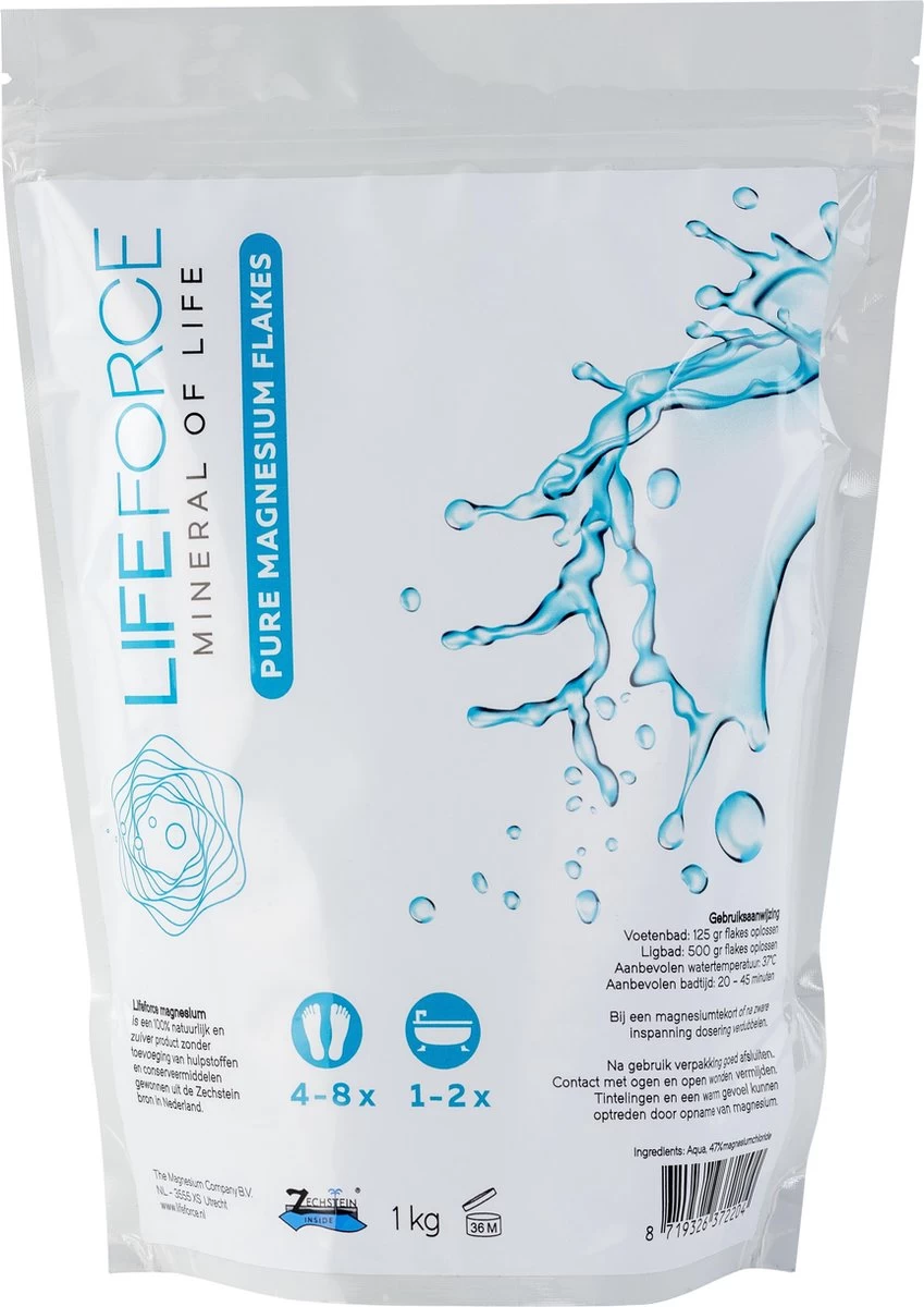 Lifeforce Magnesium Vlokken / Flakes / Badzout (1 Kg) | Puur Zechstein - Magnesiumchloride 100% Natuurlijk En Zuiver 1 Lifeforce Magnesium Vlokken / Flakes / Badzout (1 Kg) | Puur Zechstein - Magnesiumchloride 100% Natuurlijk En Zuiver