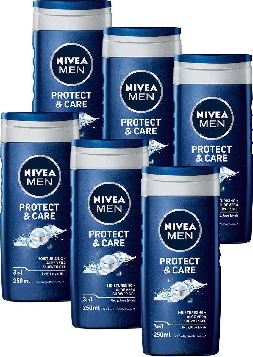 NIVEA MEN Protect & Care - 6 X 250 Ml - Voordeelverpakking - Douchegel 1 NIVEA MEN Protect & Care - 6 X 250 Ml - Voordeelverpakking - Douchegel