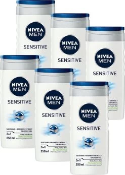 NIVEA MEN Sensitive - 6 X 250 Ml - Voordeelverpakking - Douchegel