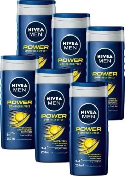 NIVEA MEN Power Refresh - 6x 250 Ml - Voordeelverpakking - Douchegel