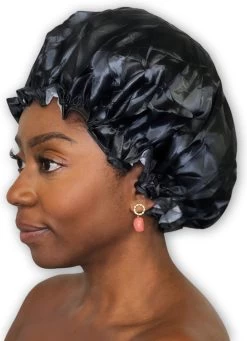 Merkloos GROTE Douchemuts / Shower Cap / Douchekapje / Douche Cap Voor Vol Haar / Krullen / Afro - Zwart