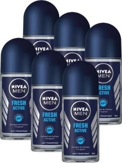 NIVEA MEN Fresh Active - 6 X 50 Ml - Voordeelverpakking - Deodorant Roller