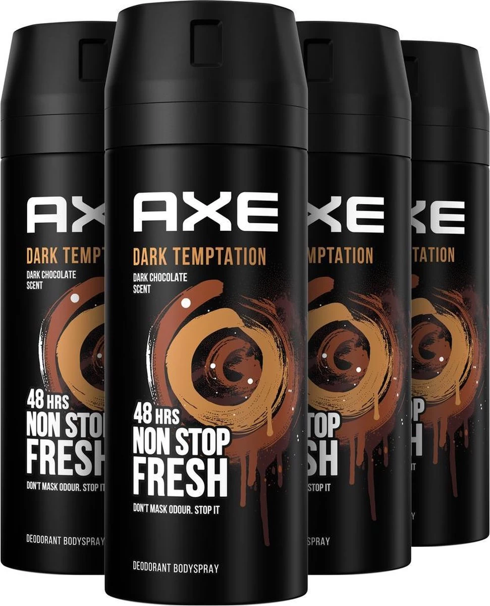 Axe Dark Temptation Bodyspray Deodorant - 4 X 150ml - Voordeelverpakking 1 Axe Dark Temptation Bodyspray Deodorant - 4 X 150ml - Voordeelverpakking