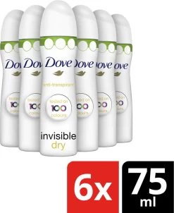 Dove Invisible Dry Anti-transpirant Deodorant - 6 X 75 Ml - Voordeelverpakking -Lichaamsverzorging 980x1200