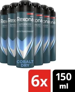 Rexona Men Cobalt Dry Anti-transpirant Deodorant Spray - 6 X 150 Ml - Voordeelverpakking -Lichaamsverzorging 980x1200 3