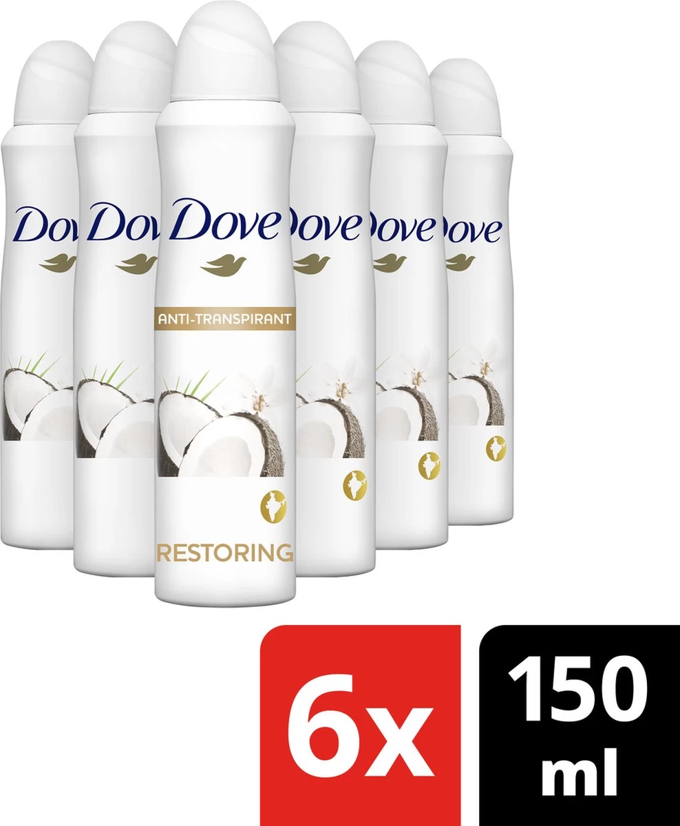 Dove Coco & Jasmine Anti-transpirant Deodorant - 6 X 150 Ml - Voordeelverpakking 7 Dove Coco & Jasmine Anti-transpirant Deodorant - 6 X 150 Ml - Voordeelverpakking - Afbeelding 7