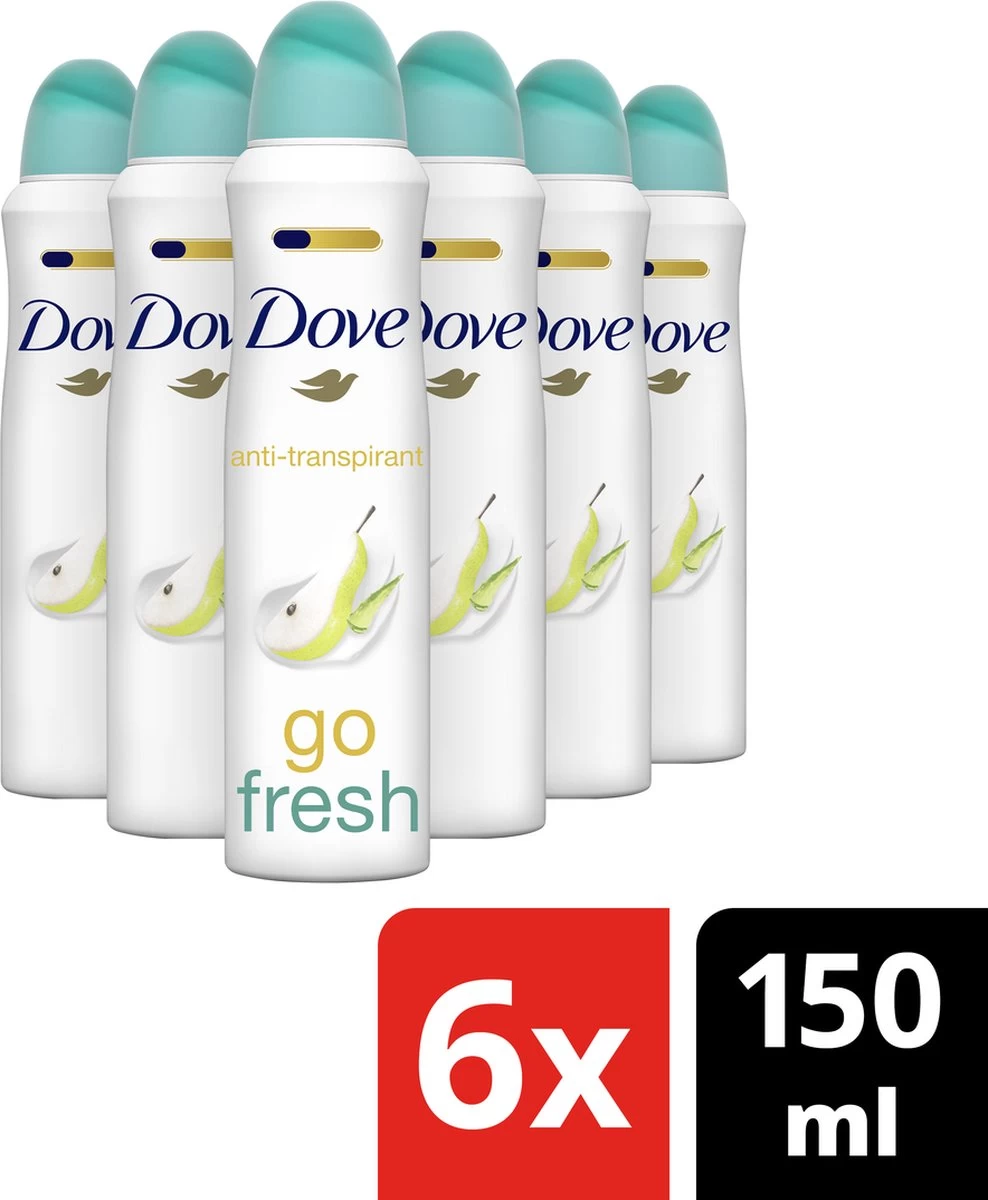 Dove Go Fresh Pear & Aloë Vera Anti-transpirant Deodorant - 6 X 150 Ml - Voordeelverpakking 7 Dove Go Fresh Pear & Aloë Vera Anti-transpirant Deodorant - 6 X 150 Ml - Voordeelverpakking - Afbeelding 7