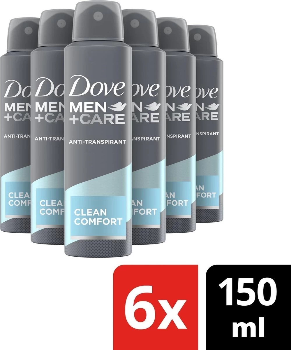 Dove Men+Care Deodorantspray Clean Comfort - 6 X 150 Ml - Voordeelverpakking 2 Dove Men+Care Deodorantspray Clean Comfort - 6 X 150 Ml - Voordeelverpakking - Afbeelding 2